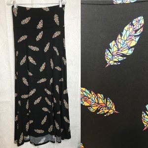 LULAROE geometric feather print maxi skirt